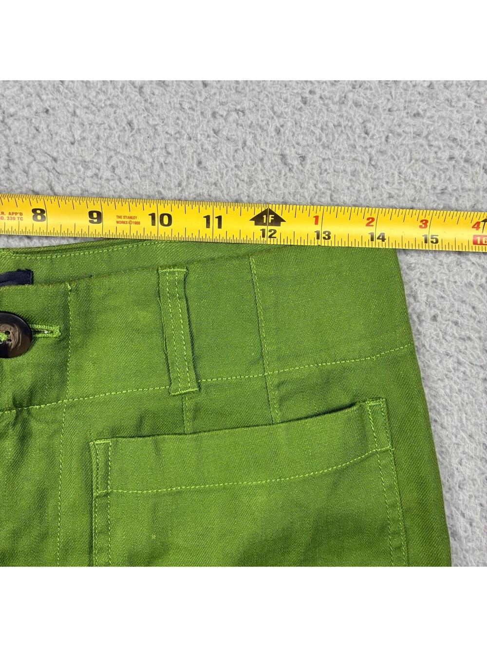 Maeve Anthropologie Colette Pants Womens 27 Green Linen Wide Leg High Rise - Picture 6 of 15
